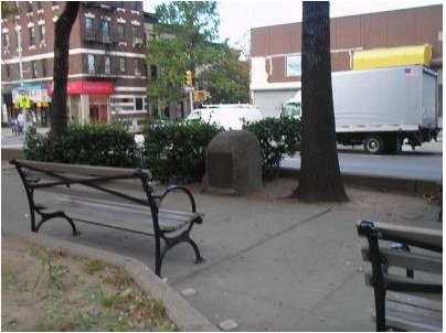 "The Americans formed a defensive line across Broadway at this point. The photo looks south, in the direction from which the British troops approached"