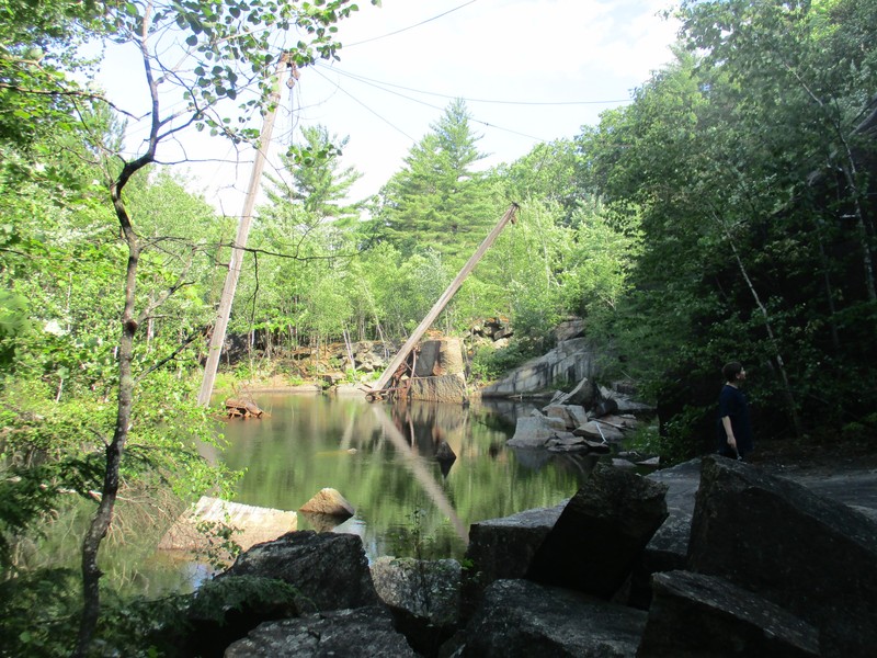 Quarry from which granite was taken. Note the two derricks. 