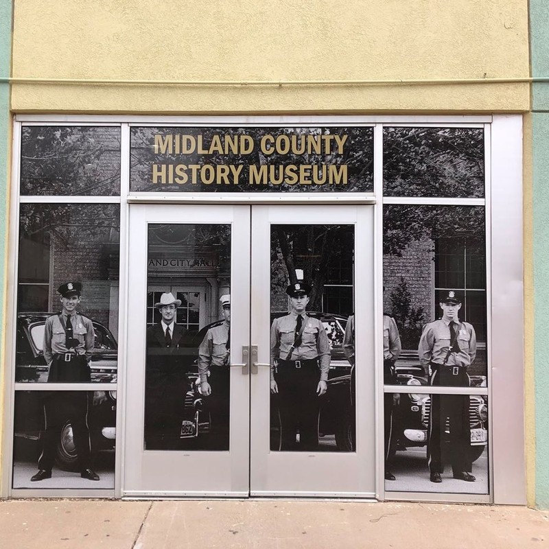 The Museum entrance doors now have historic photograph cover.