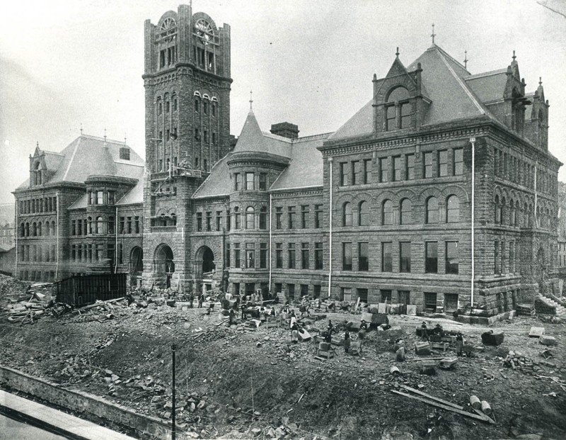 Photo taken in 1891 or 1892 as construction of Historic Central High School neared completion