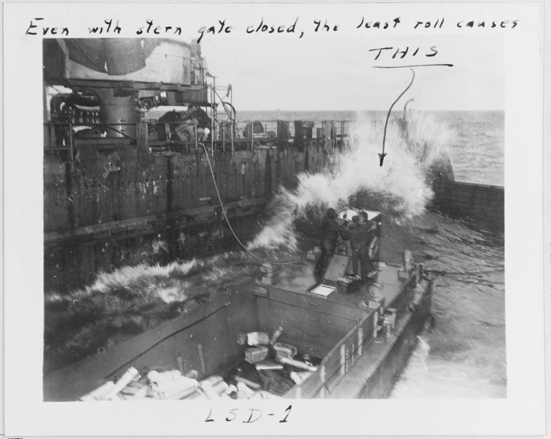 Waves hitting USS Ashland during WWII