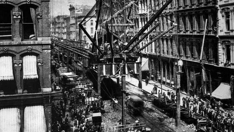 Construction of part of the Loop in 1895