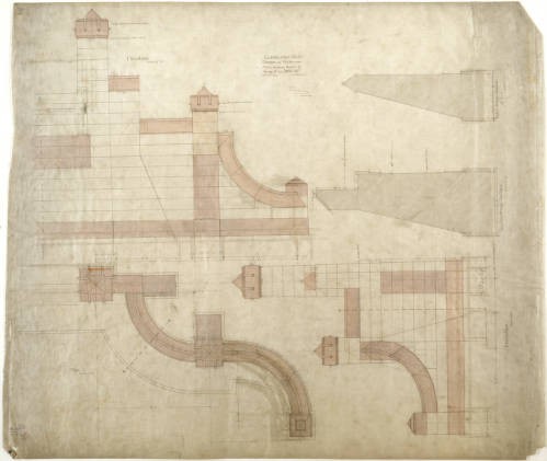 Shweinfurth's Drawings of Masonry Details North End, Bridge 54 Over West Boulevard. 1897. Schweinfurth was a talented draftsman. He created meticulous drawings for many of his architectural projects.