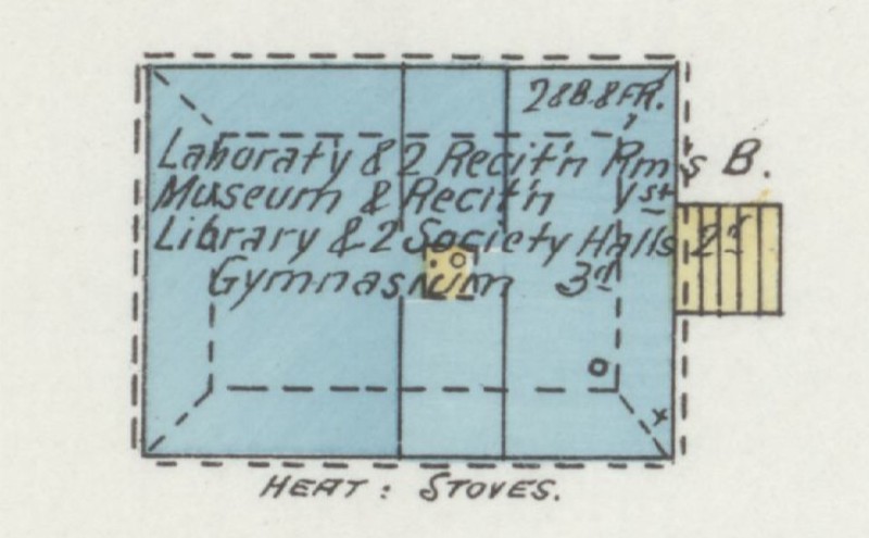 Parmenter Hall on 1893 Sanborn Fire Insurance Map of Baldwin City (p. 2)