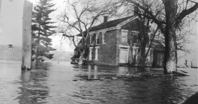 The Ramsdell House during the flood of 1937.