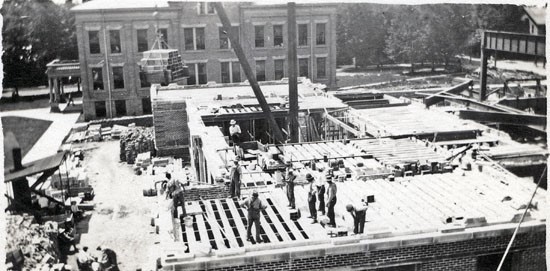 Looking South from Hill Memorial, the Lehr Memorial construction site