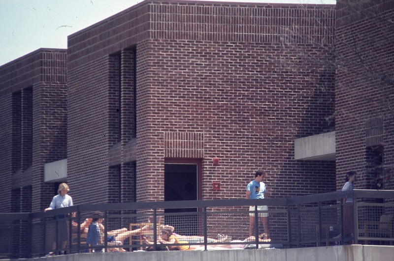 Students on Chesapeake Hall's Balcony, 1980s