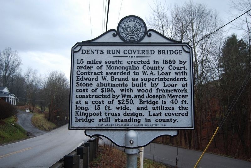 Dents Run Covered Bridge historical marker