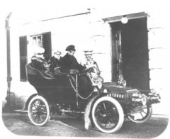 Edith Wharton motoring with Henry James and Teddy Wharton at The Mount, 1904.