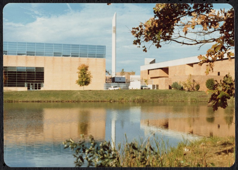 Hechenbleikner Lake with Rowe Arts Building, Belk Tower, and Colvard Building in the background.