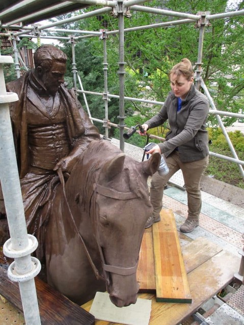 Human, Sculpture, Horse tack, Bronze sculpture