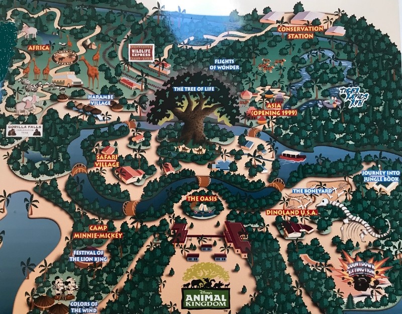 Original 1998 Disney's Animal Kingdom Map