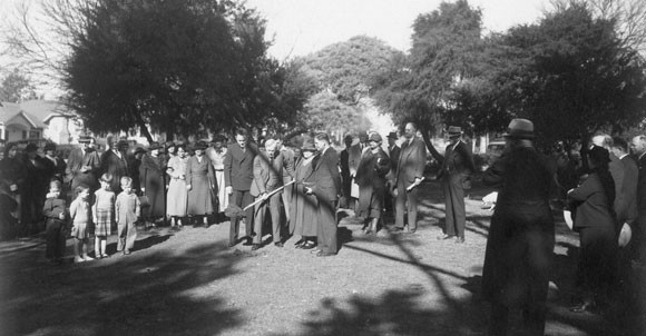 Groundbreaking with Mayor Ament at the Berkeley Public Library (July 21, 1936)