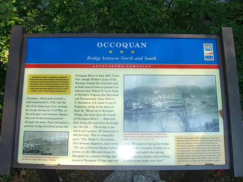 "Occoquan: Bridge between North and South" Civil War Trails Marker at the Mill House