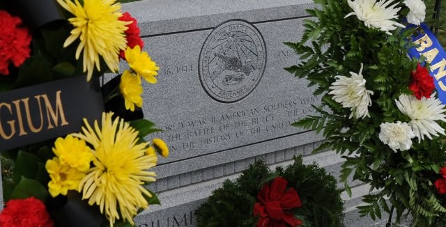 This is a picture of the memorial as it was dedicated to those who lost their lives in the Battle of the Bulge