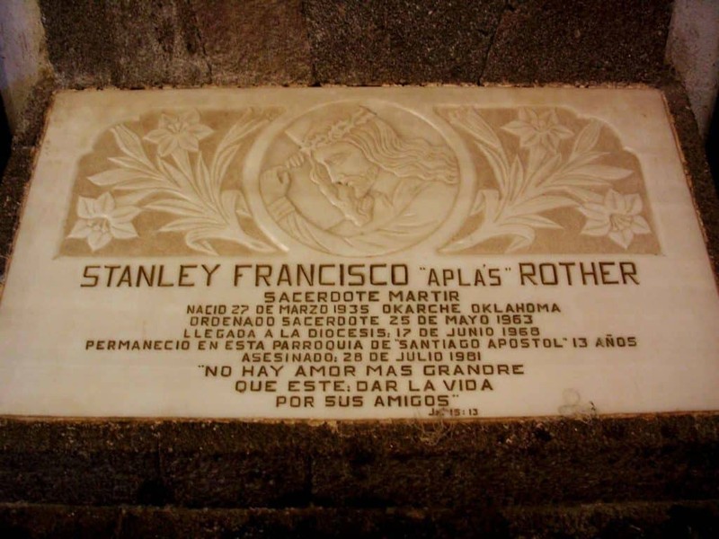 Plaque in Guatemala near Rother's buried heart