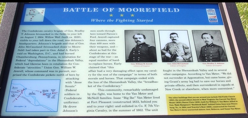 A plaque that talks about the Battle of Moorefield. 