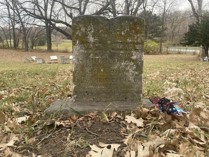 Leaves, tombstone, cemetery