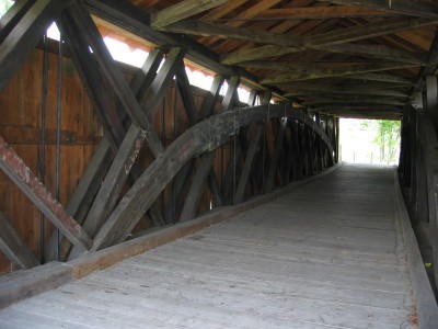 Interior view of the bridge with the Howe trusses visible