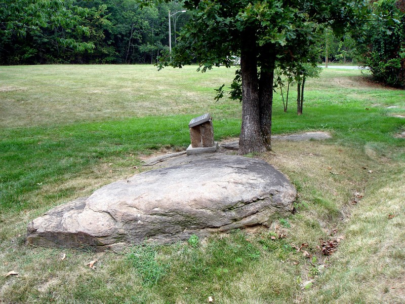 Mosby's Rock, which Laura Ratcliffe and Col. John S. Mosby used for meetings and as a drop site to exchange information - located between two townhouses across from Mt. Pleasant Baptist Church's overflow parking lot