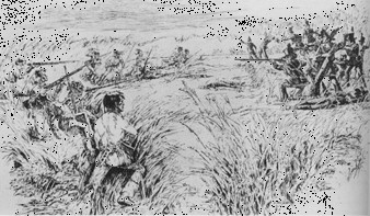 A depiction of the Battle of Burnt Corn Creek