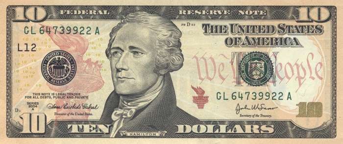 Alexander Hamilton's influence can be seen today in images such as his face on the ten-dollar bill.