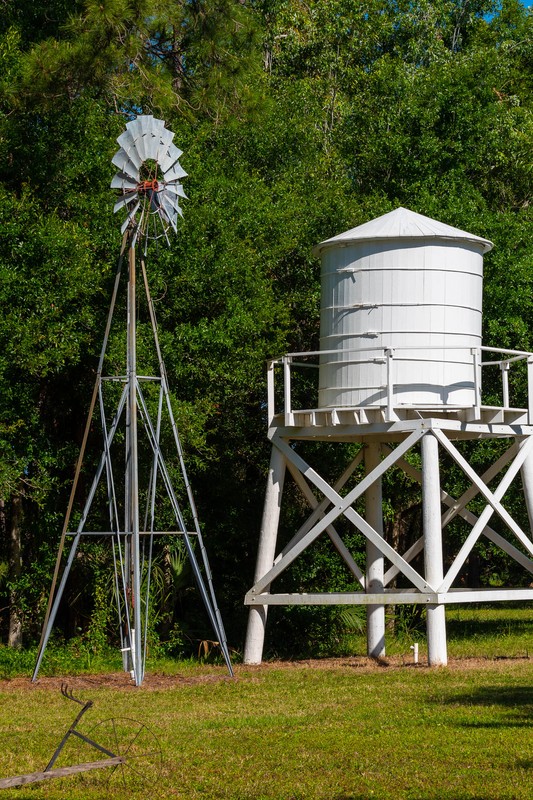 Windmill and Water tower, behind the Moore House