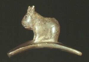  Rabbit or hare effigy platform pipe from the Tremper Mound collection.