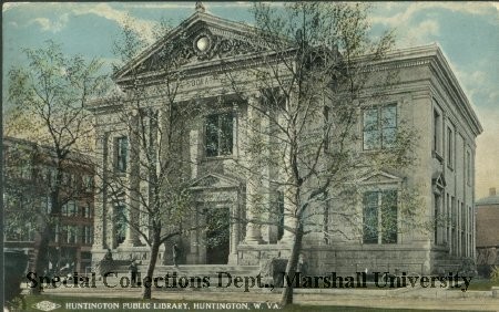 Postcard of the library, circa 1916