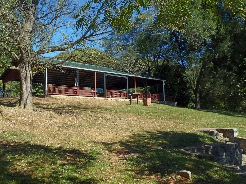 The current pavilion on the site of Fountain Rock, the original stairs in the bottom right corner