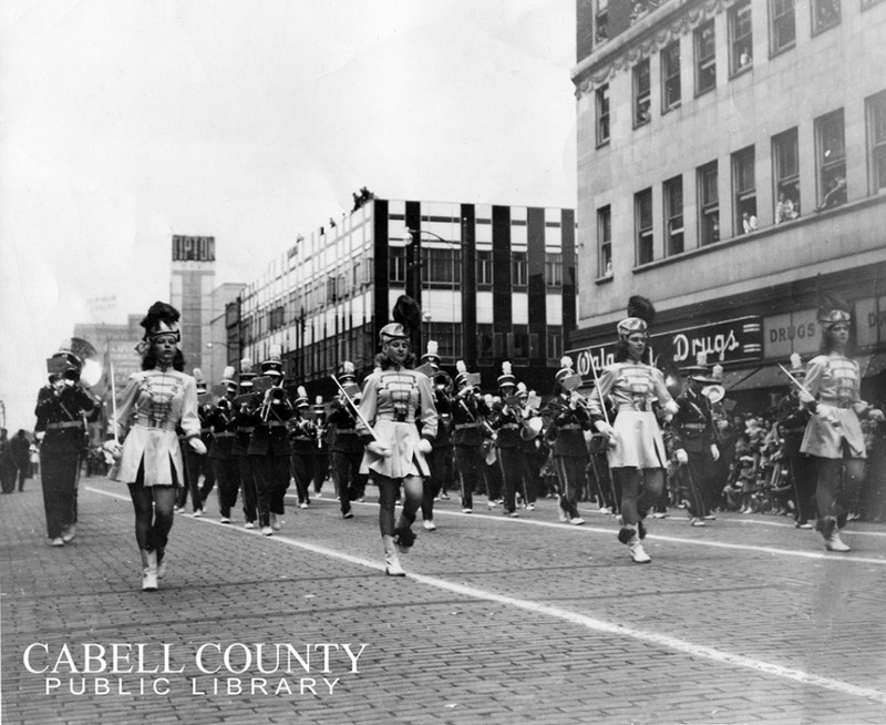 The Tipton's sign is visible in the background of this photo from a marching band festival