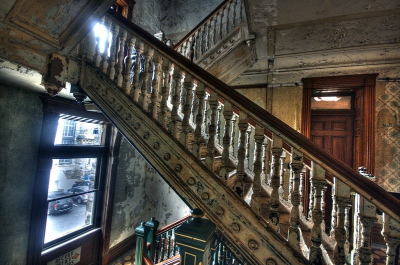 Steel staircase in the interior of the Ohio State Reformatory