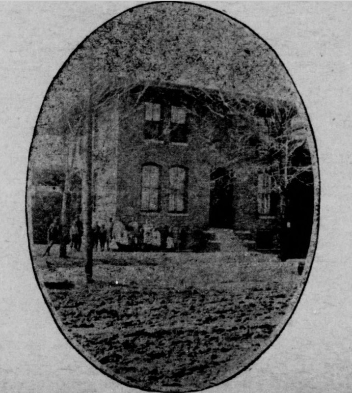 Photograph of scene in front of Lincoln Colored Home in 1909 newspaper