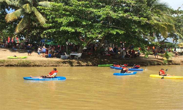 A picture taken at the third annual kayak ride at the river mouth in the Great North Park.