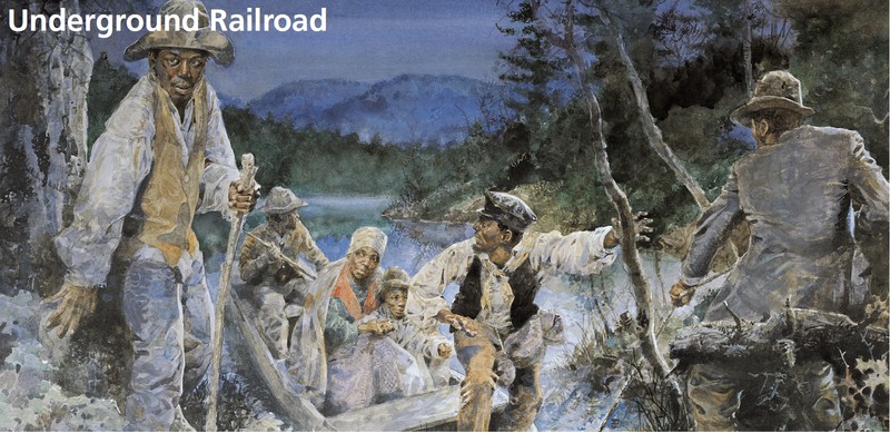 Depiction of Underground Railroad activities on the Potomac River.