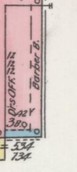 Doctors' offices & barber shop in Heath Building in 1899; brick (red) with stone (blue) facade (Sanborn Map Company, p 11)