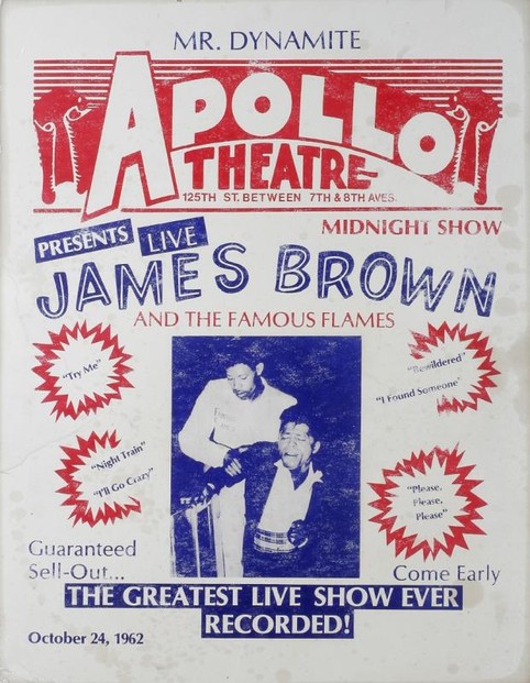 James Brown performing at the Apollo advertisement. 