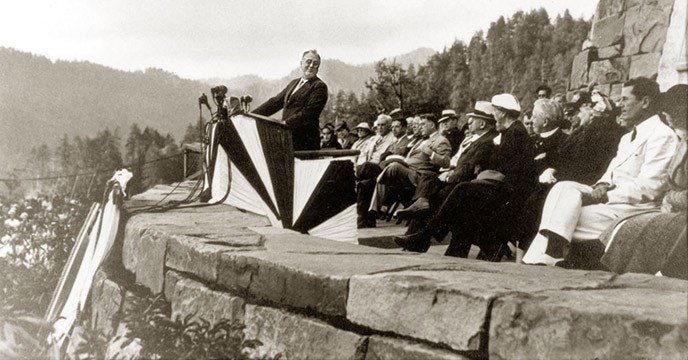 President Roosevelt Dedicating the Great Smoky Mountains National Park at the Rockefeller Monument, 1940 