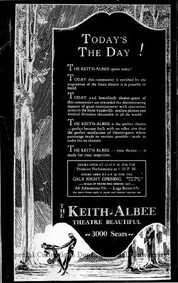 Advertisement for the theater's opening day