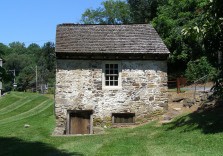 The south exterior of the springhouse