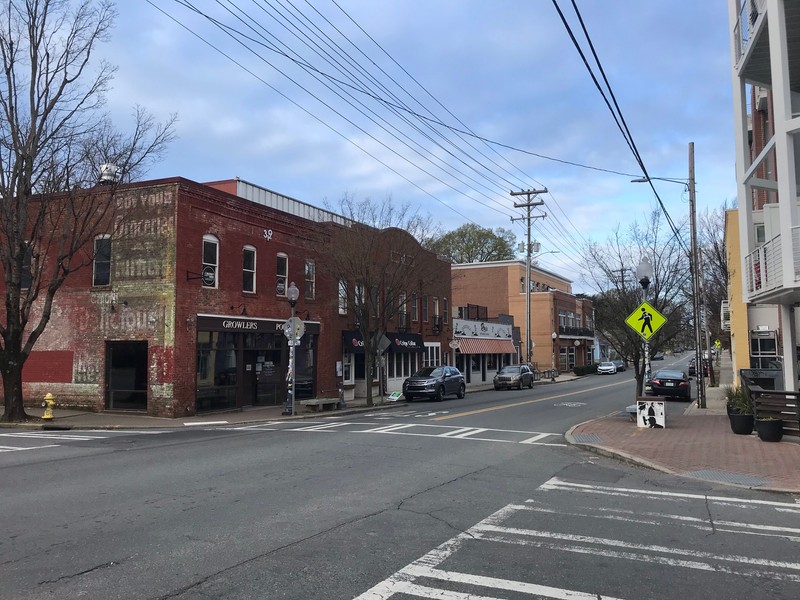 North Davidson & 35th looking at Growlers and Crepe Cellar