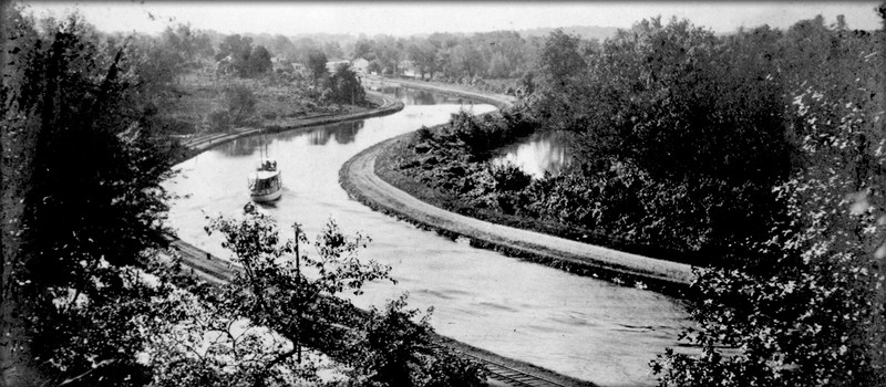 Historical picture of the D&R Canal in New Jersey. The Canal opened in 1834.