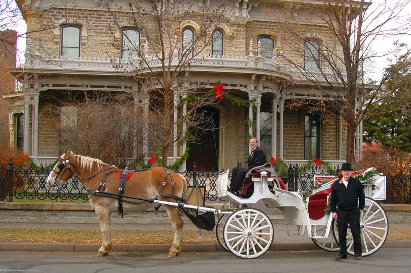 A horse and buggy outside of the home