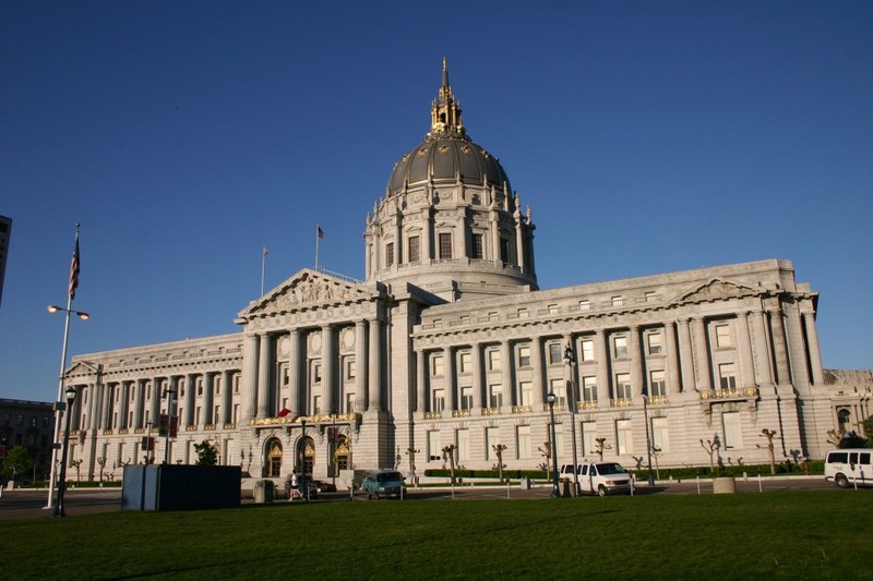 San Francisco's City Hall photographed from the Civic Plaza