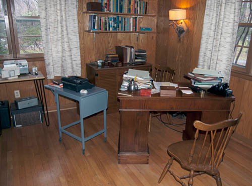 Carson's study has been recreated with original and replacement pieces. Image courtesy of Rachel Carson Landmark Alliance (reproduced under Fair Use)