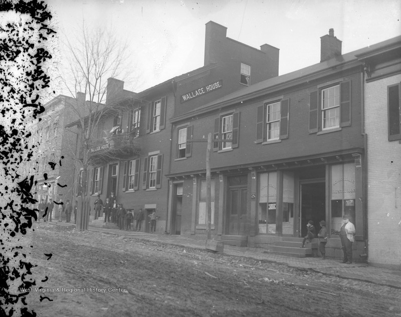 Undated photo of the Wallace House, which once stood at the corner of Wall Street and High Street.