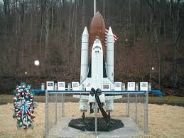 This space shuttle monument was donated by NASA and stands in the park. 