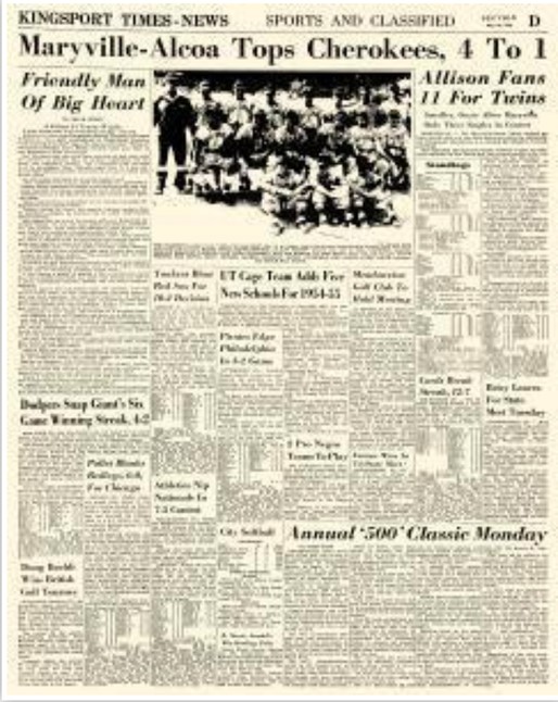 Kingsport Times report on the winning game