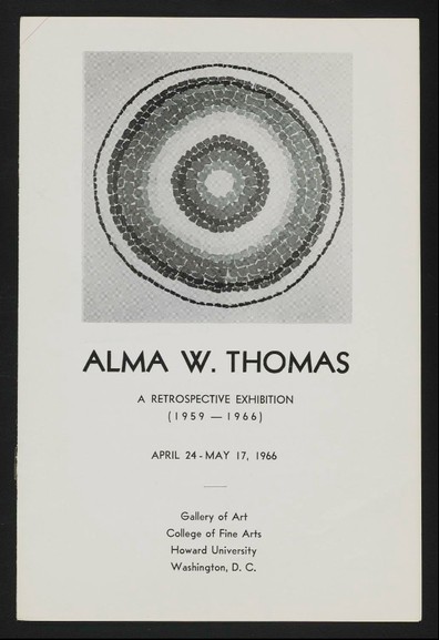 The program cover of the Alma W. Thomas, A Retrospective Exhibition, 1959-1966. 