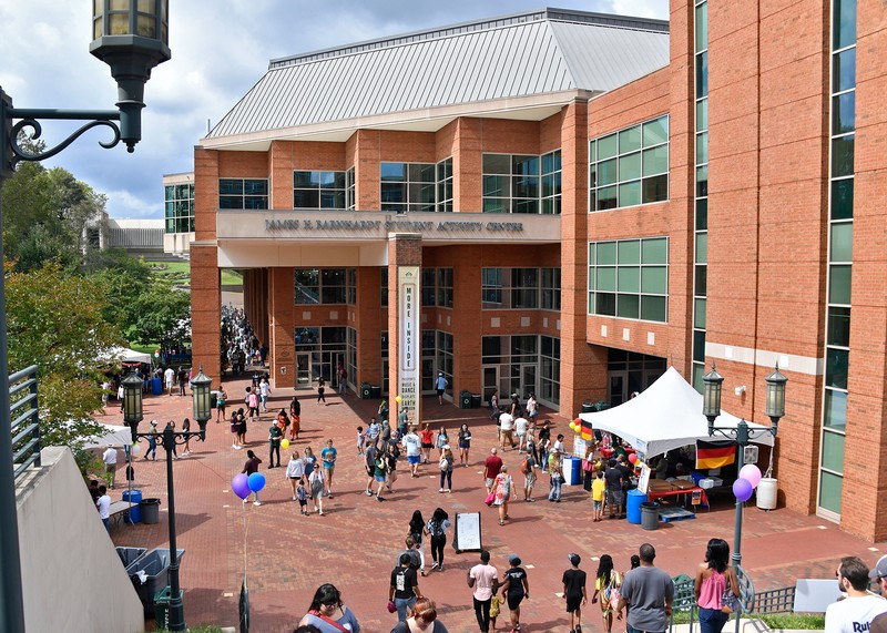 Booth for Germany at the International Festival, set up outside the James H. Barnhardt Student Activity Center